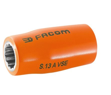 Facom 1/2 Zoll Isolierte Standardbuchse Steckschlüsseleinsatz SW 10mm 12-Punkt VDE X 52 Mm