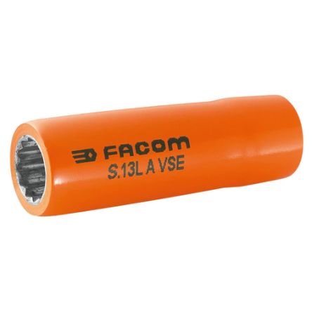 Facom 1/2 Zoll Isolierte Tiefe Buchse Steckschlüsseleinsatz SW 12mm 12-Punkt VDE X 77 Mm