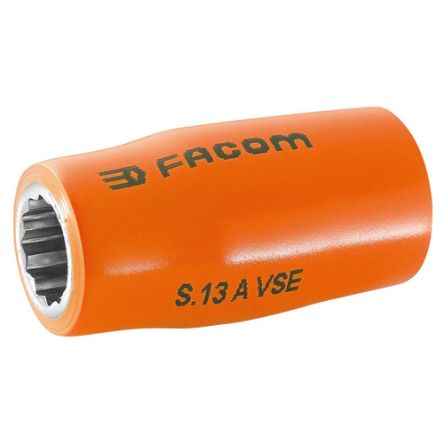 Facom 1/2 Zoll Isolierte Standardbuchse Steckschlüsseleinsatz SW 14mm 12-Punkt VDE X 52 Mm