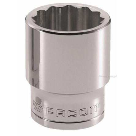 Facom 1/2 In Drive 15/16in Standard Socket, 12 Point, 38 Mm Overall Length