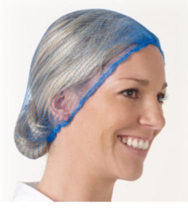 Hairtite Blue Disposable Hair Net For Food Industry Use, One-Size, Hair Net Type, Metal Detectable