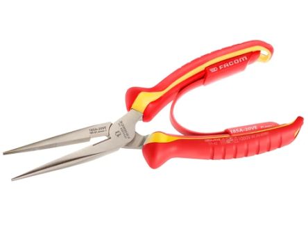 Facom Long Nose Pliers, 200 Mm Overall, Straight Tip
