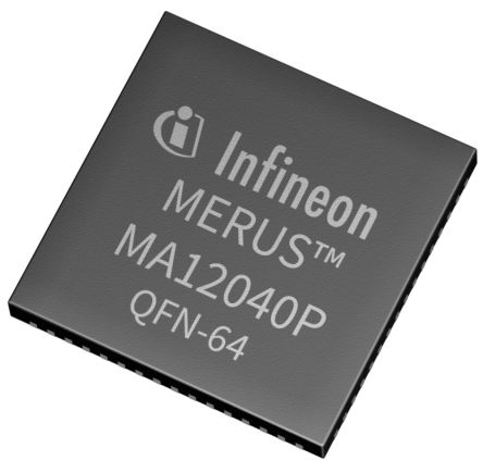 Infineon Clase D Circuito Integrado De Amplificador De Vídeo MA12040PXUMA1, Clase D Estéreo 40W QFN, 64-Pines