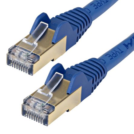 超六类屏蔽网线, 7m长, 屏蔽双绞线 (STP)屏蔽, 蓝色, 公插RJ45转公插RJ45