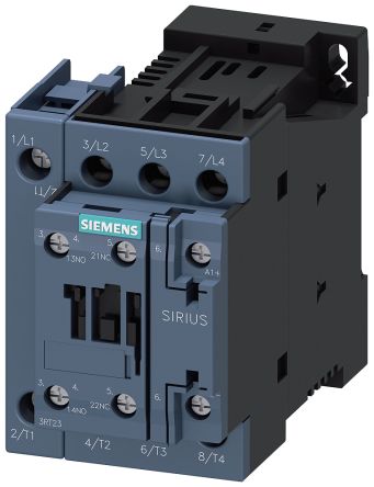 Siemens Contactor SIRIUS 3RT2 De 4 Polos, 1 NA + 1 NC, 35 A, Bobina 220 V Dc, 7,5 KW