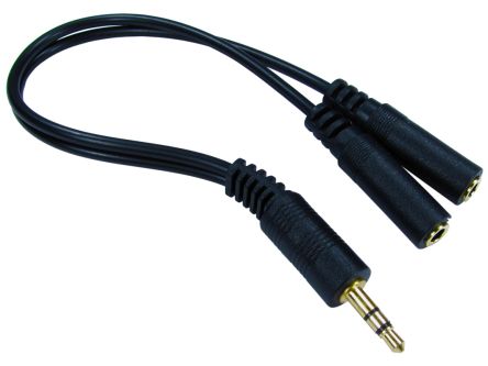 RS PRO Aux Kabel, Stereo-Jack, 3,5 Mm / 3,5-mm-Stereobuchse X2 Stecker Buchse L. 200mm