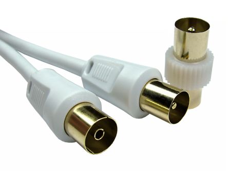 RS PRO Male TV Aerial Connector To Female TV Aerial Connector Coaxial Cable, 3C2V Coaxial, Terminated