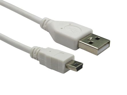 RS PRO USB 2.0 Cable, Male USB A To Male Mini USB B Cable, 5m