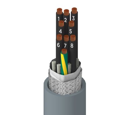 Alpha Wire Xtra-Guard Flex Multicore Industrial Cable, 9 Cores, Screened, 305m, Grey