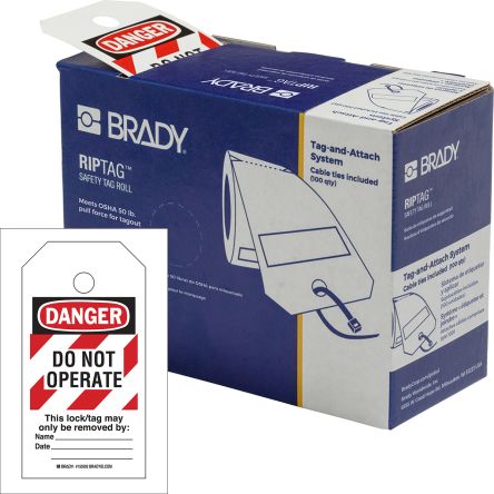 Brady贝迪 安全挂牌（禁止标签）, 红底白字插卡, 套件包含100 个标签