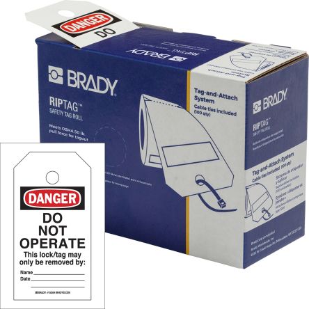 Brady贝迪 安全挂牌（禁止标签）, 红底白字插卡, 套件包含100 个标签