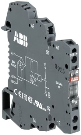 ABB RB121G Interface Relais, 24V / 24V Dc 24V Dc, 1-poliger Wechsler DIN-Schienen