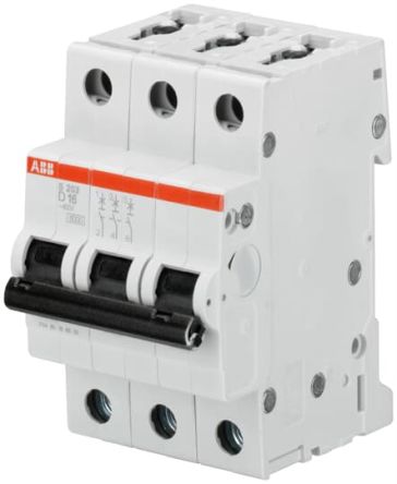 ABB S200 Leitungsschutzschalter Typ D, 3-polig 1.6A System Pro M Compact DIN-Schienen-Montage