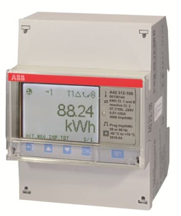 ABB A42 Energiemessgerät LCD, 4-stellig / 1-phasig 2 Ausg. 2 Eing., Impulsausgang
