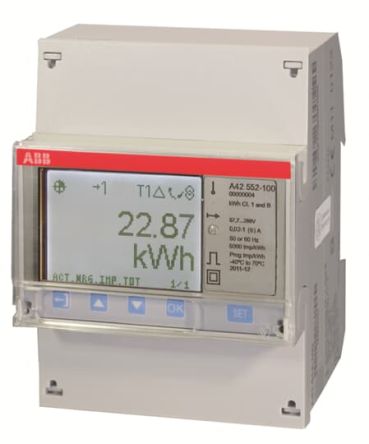 ABB A42 Energiemessgerät LCD, 4-stellig / 1-phasig 4 Ausg. 4 Eing., Impulsausgang