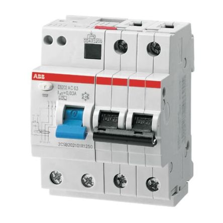 ABB RCBO, 16A Current Rating, 2P Poles, Type C