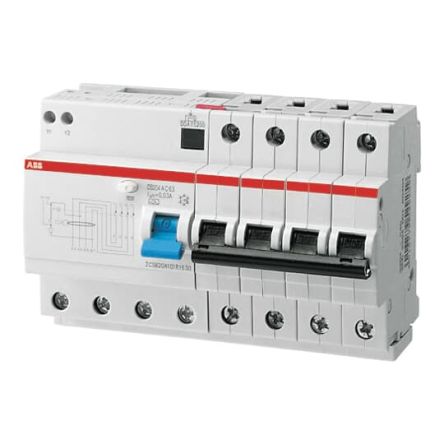 ABB RCBO, 13A Current Rating, 4P Poles, Type C