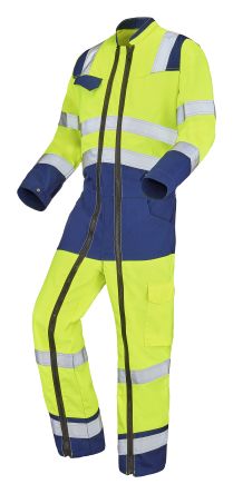Cepovett Safety Combinaisons Haute-visibilité, Taille S, Polyester, Coton, Jaune-bleu Marine Fluorescent