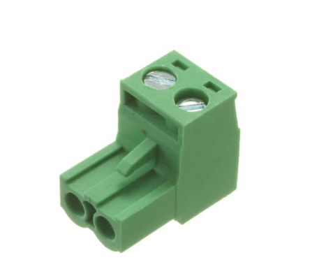 RS PRO 5mm Pitch 2 Way Pluggable Terminal Block, Plug, Free Hanging (In Line)