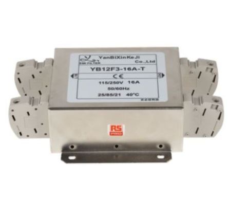 RS PRO 16A 115/250VAC 50/60Hz, Chassis Mount Power Line Filter, Terminal Block Single Phase Phase