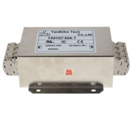 RS PRO 65A 300/520VAC 50/60Hz, Chassis Mount Power Line Filter, Terminal Block Three Phase Phase