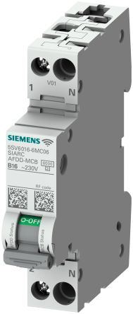 Siemens Dispositivo De Detección De Fallo De Arco Eléctrico 1P+N, 20A, Curva Tipo B, SENTRON, Montaje En Carril DIN