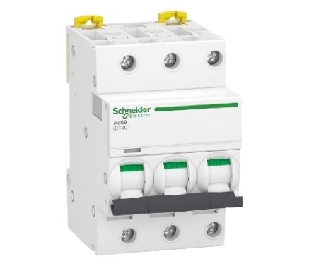 Schneider Electric Interruptor Automático 3P+N, 6A, Curva Tipo D, Acti 9, Montaje En Carril DIN