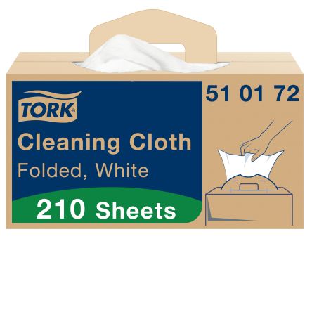 Tork White Non Woven Fabric Cloths For Multipurpose Cleaning, Box Of 210