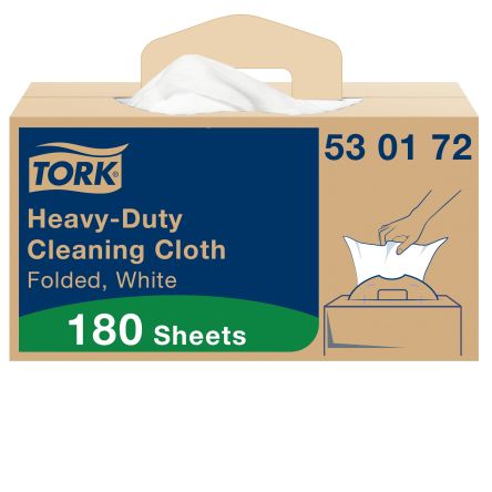 Tork White Non Woven Fabric Cloths For Heavy Duty Cleaning, Box Of 180