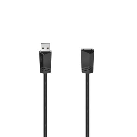 Hama Cable USB 2.0, Con A. USB A Macho, Con B. USB A Hembra, Long. 3m, Color Negro