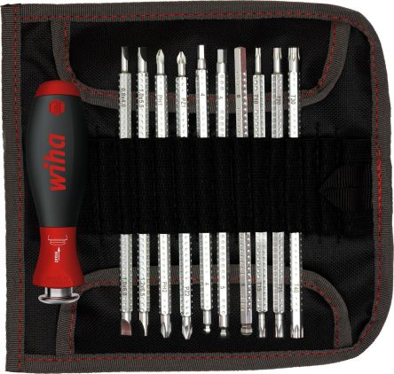 Wiha Tools Auswechselbarer Standard-Schraubendrehersatz, 12-teilig Kugelkopf-Sechskant, Kreuzschlitz, Pozidriv, Torx