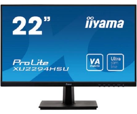 Iiyama Monitor ProLite XU2294HSU-B2, 22Zoll, Auflösung Max.1920 X 1080 Pixels, Nein LCD 3,5-mm-Kopfhörer, Schwarz