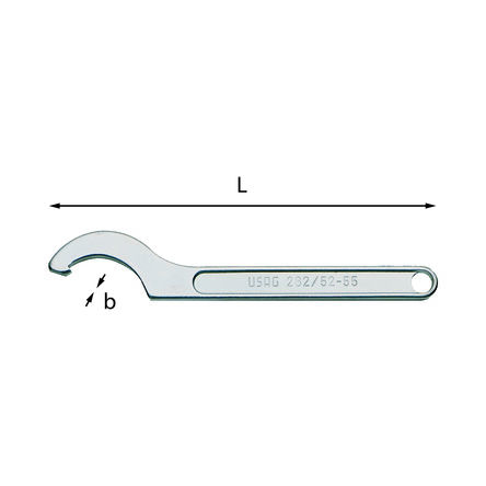 Usag U02820107 50mm Hook Spanner 206 Mm