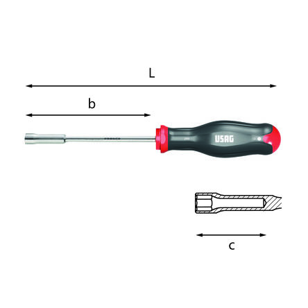 Usag 50 Mm Steckschlüssel-Schraubendreher Steckschlüssel-Schraubendreher, Länge 245 Mm / Klinge 125 Mm