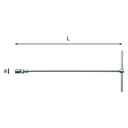 Usag Clé à Douille Hexagonale 276 CE, Poignée En T 15 Mm, Longueur 497 Mm