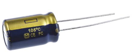 Panasonic FC-A, THT Aluminium-Elektrolyt Kondensator 100μF ±20% / 25V Dc, Ø 6.3mm X 11.2mm, Bis 105°C