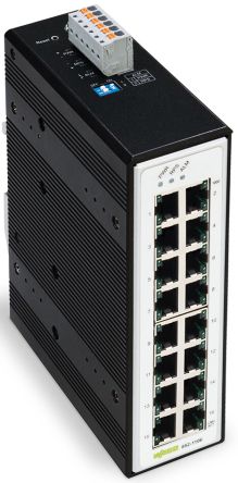 Wago Switch Ethernet 16 Ports RJ45, 10/1000Mbit/s 12 → 60V C.c.