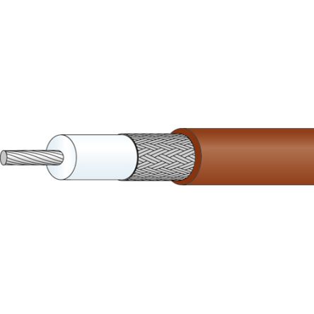 Huber+Suhner Cable Coaxial RG178, 50 Ω Marrón