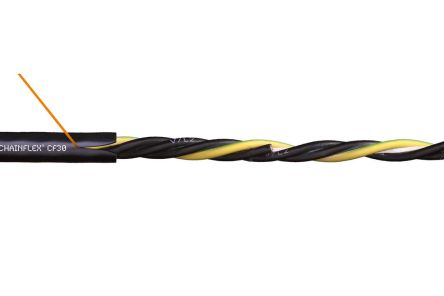 Igus Cable Multiconductor De Alimentación Potencia De 4 Núcleos, 2,5 Mm², Long. 100m, 4 KV / 30 A, Funda De PVC, Negro
