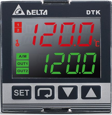 Delta Electronics Controlador De Temperatura PID Serie DTK, 48 X 48 (1/16 DIN)mm, 100 → 240 V, 1 Entrada, 2 Salidas Relé