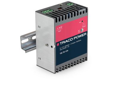 TRACOPOWER TIS Switch-Mode DIN-Schienen Netzteil 75W, 93 → 132 V Ac, 187 → 264 V Ac, 24V Dc / 3A