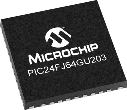 Microchip PIC24FJ64GU203-I/M5, 16bit PIC Microcontroller MCU, PIC, 32MHz, 64 KB Flash, 36-Pin UQFN
