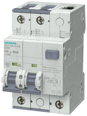 Siemens Sentron 5SU1 FI/LS-Schalter 25A, 2-polig Typ B, Empfindlichkeit 30mA