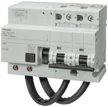 Siemens Sentron 5SU1 FI/LS-Schalter 125A, 2-polig Typ C, Empfindlichkeit 30mA