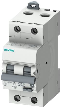 Siemens RCBO, 25A Current Rating, 2P Poles, 30mA Trip Sensitivity, Type B, Sentron Range