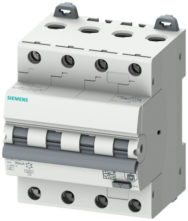 Siemens Sentron 5SU1 FI/LS-Schalter 6A, 4-polig Typ B, Empfindlichkeit 30mA