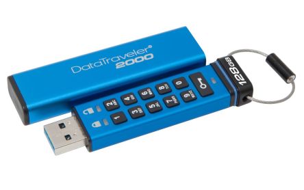 Kingston 3D TLC, USB-Flash-Laufwerk, 128 GB, USB 3.1, AES-256 XTS Mode, DT2000,, 140-2 Level 3