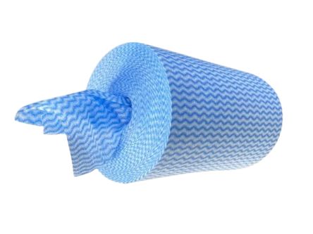 Wiper Supply Services Ltd Centre Feed Roll Cloths Blue Polyester Cloths For Cleaning Hands, Box Of 2520