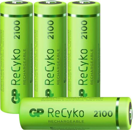 Gp Batteries AA Rechargeable AA Batteries, 2.1Ah, 1.2V - Pack Of 4