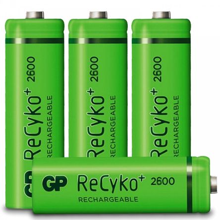 Gp Batteries Pilas AA Recargables, 1.2V, 2.6Ah, 4 Unidades